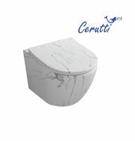 Унитаз подвесной Cerutti SPA SELLA Aria Tornado MMW CT9532 безободковый, белый мрамор матовый